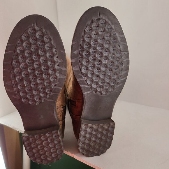 Women's Brown Knee-High Riding Boots With Buckle & Zipper Elastic sides Size 6 N - Picture 8 of 10